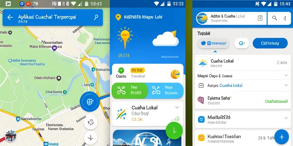 Tampilan antarmuka AGEN878 yang menunjukkan kondisi cuaca lokal.