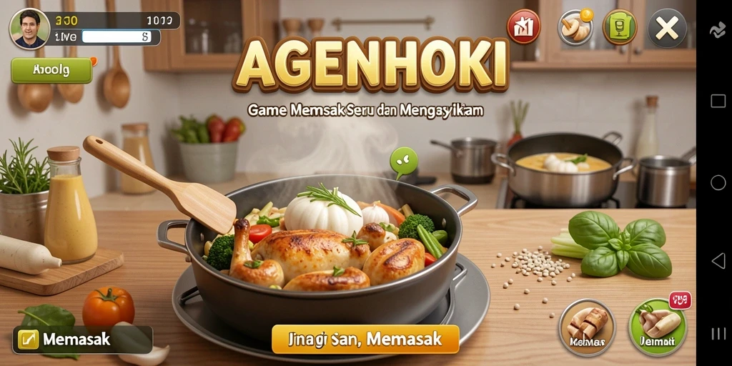 Tampilan antarmuka AGENHOKI yang menarik saat memasak berbagai hidangan.