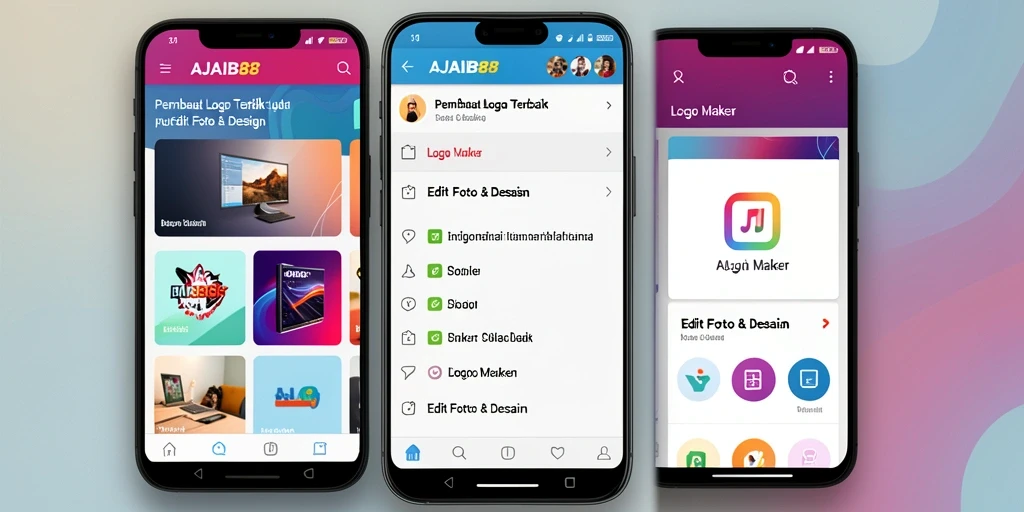 Antarmuka AJAIB88 yang menampilkan alat pembuat logo yang sederhana dan efektif.