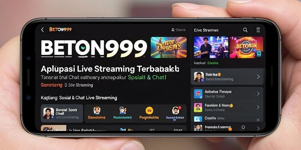Antarmuka aplikasi BETON999 yang menarik saat Live Streaming.