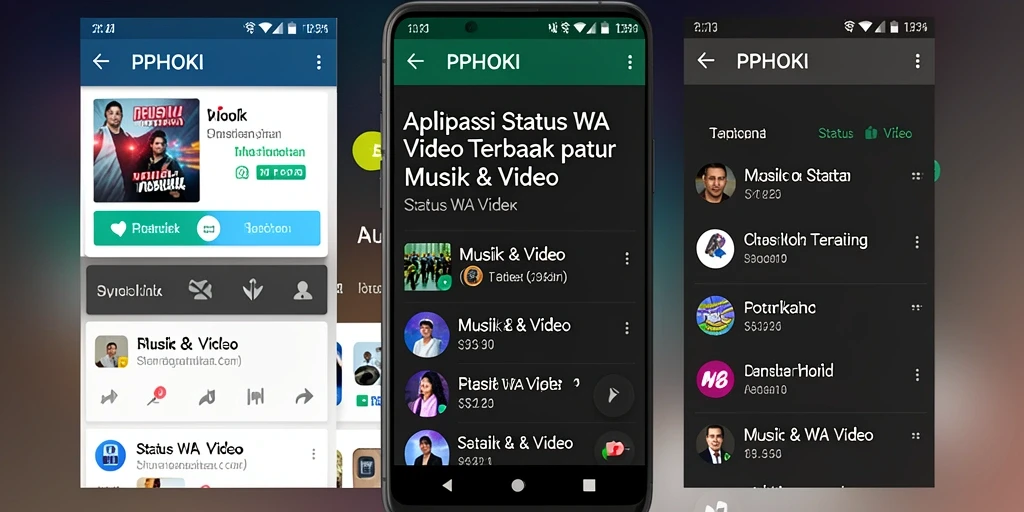 Antarmuka PPHOKI yang menampilkan berbagai pilihan video musik untuk status WA.