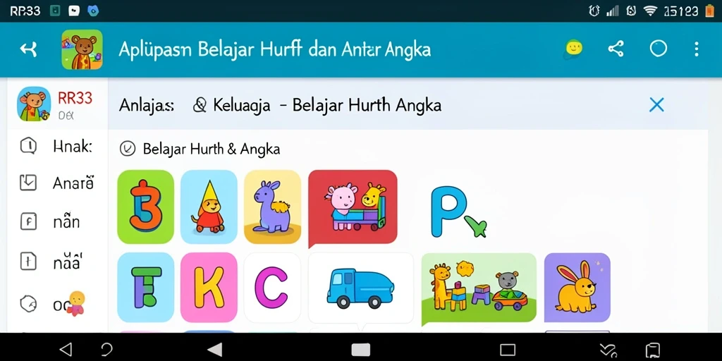 Tampilan antarmuka aplikasi RR33 yang edukatif dan menyenangkan.