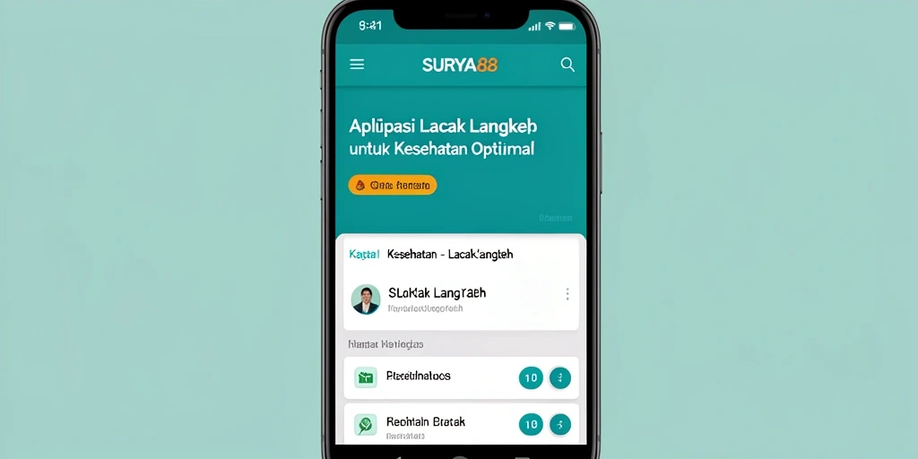 Tampilan antarmuka utama SURYA88 yang menampilkan statistik langkah.